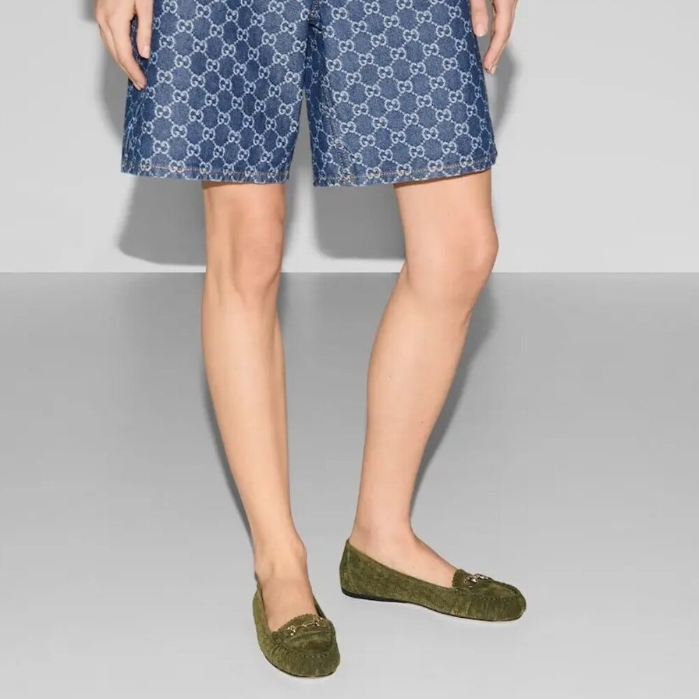 NEW GUCCI Women's GG Suede Kensington Horsebit Loafers EU 39 / US 9 Ballet Flats - Picture 7 of 12